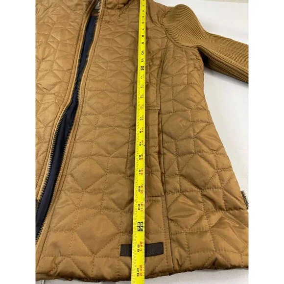 G.H. Bass & Co. Women’s Quilted Jacket Size L Brown Ribbed Sleeves Zip Up - Picture 14 of 16